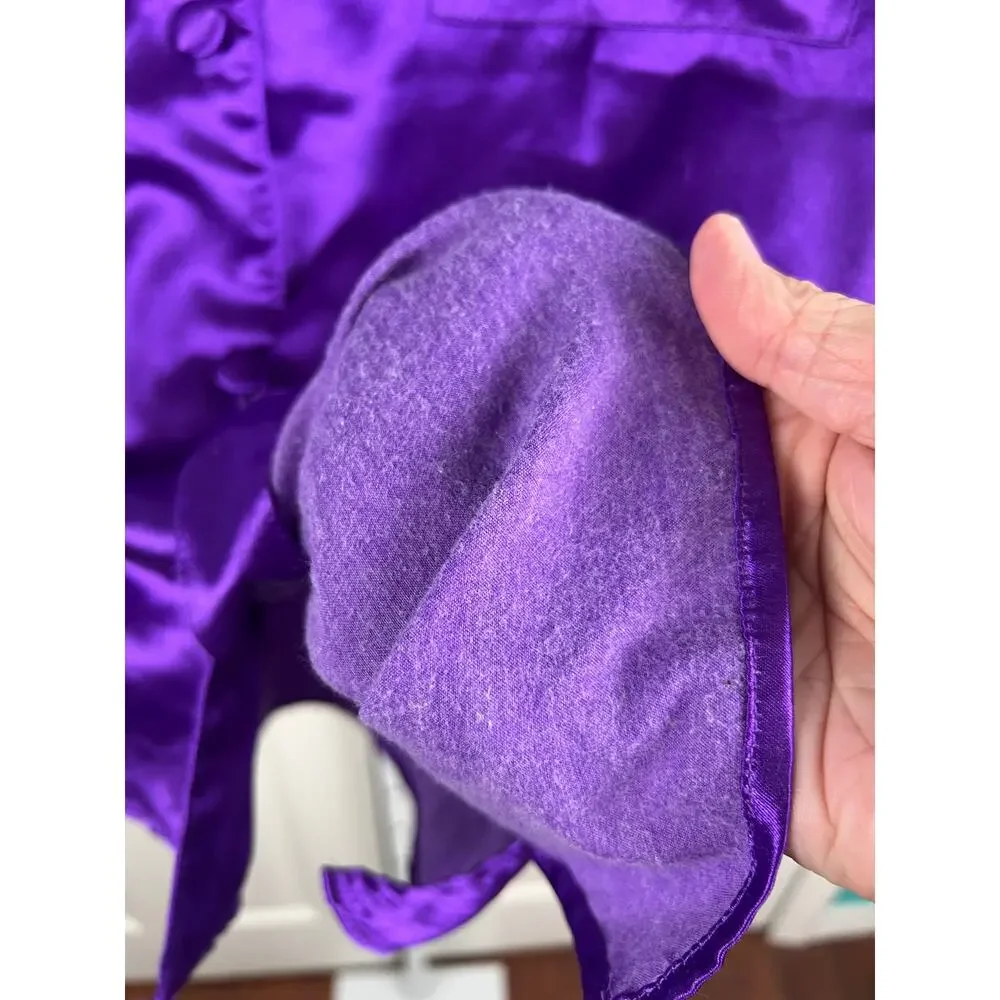 80s Victoria’s Secret Gold Label Purple Satin Pajama Top‎ Small Quilted Collar